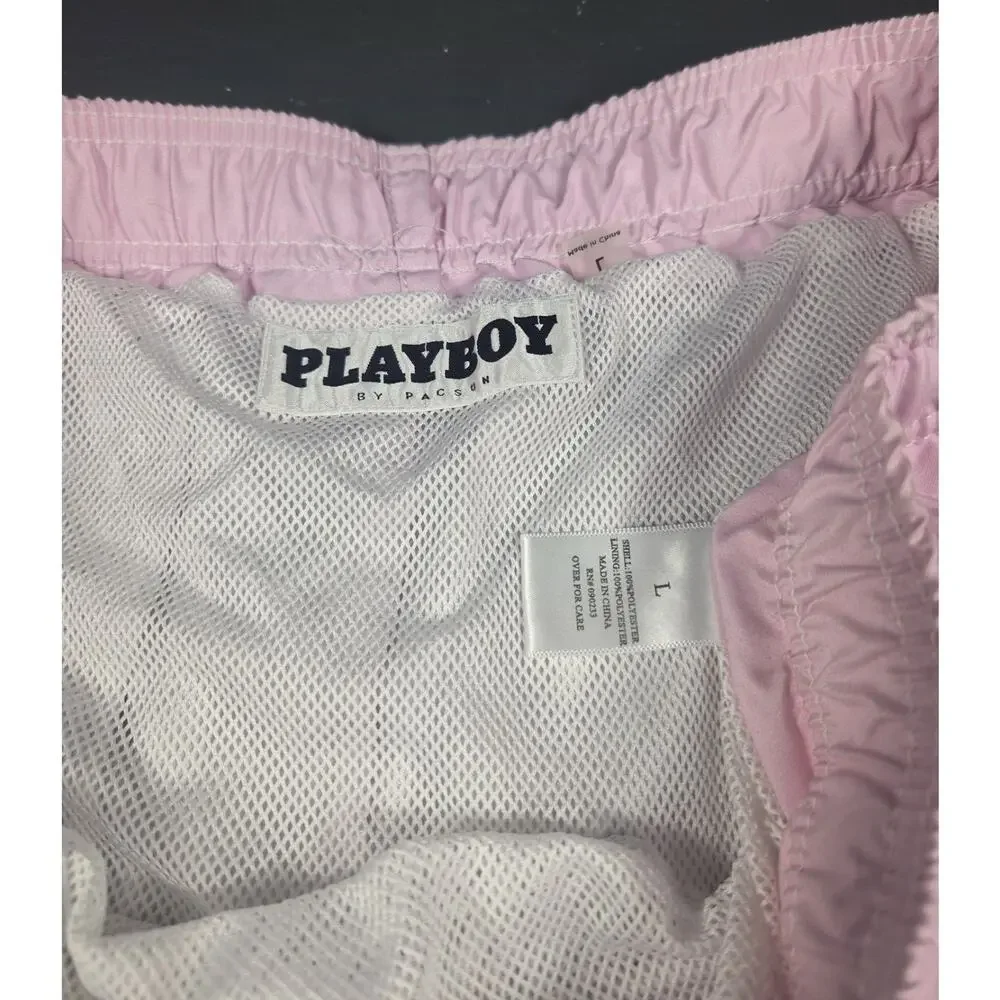 Playboy x PacSun Swim Trunks Men's Large Pink Blue Ombre Bunny Logo Board Shorts